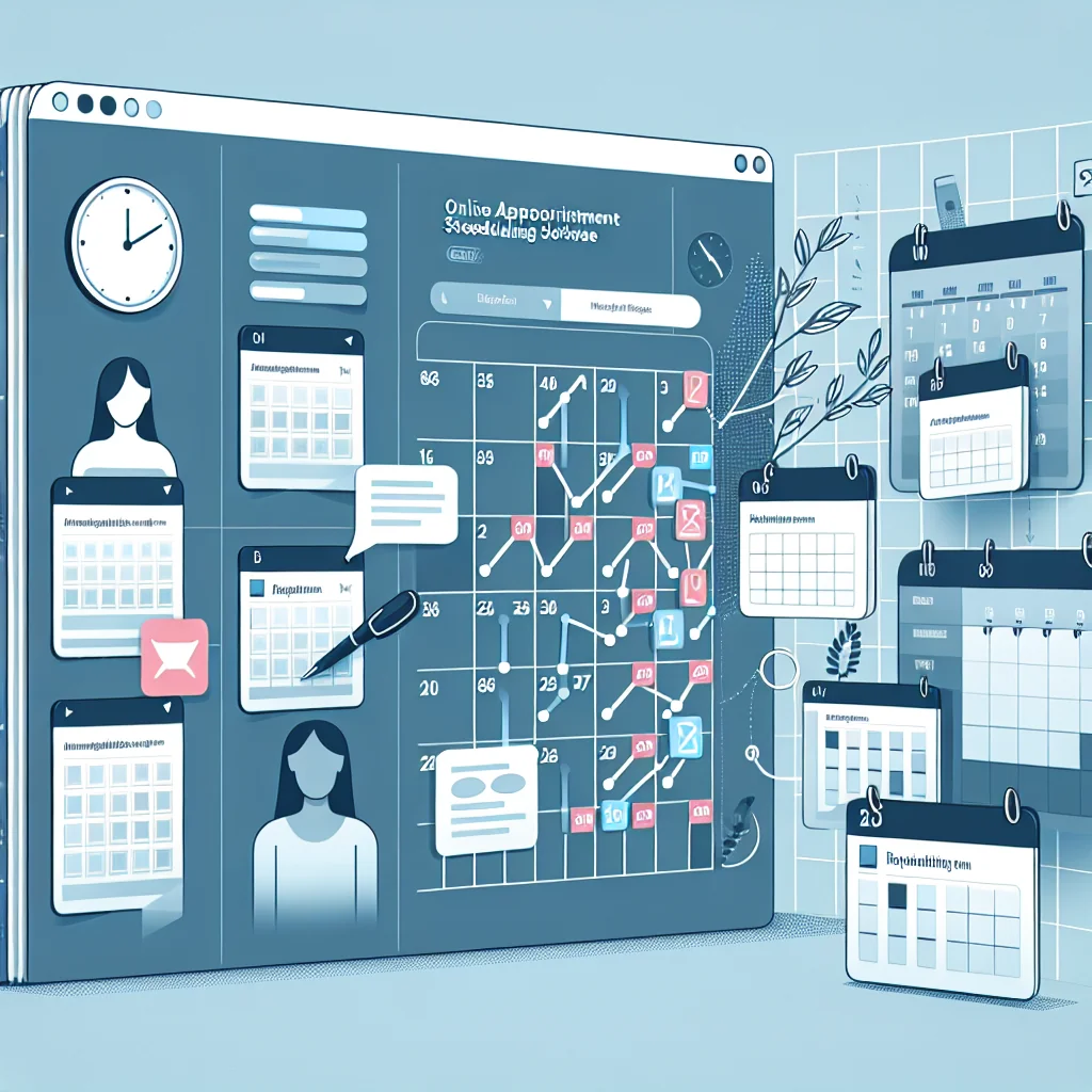 An illustrated diagram showing the key benefits and advantages of implementing online appointment scheduling software strateg