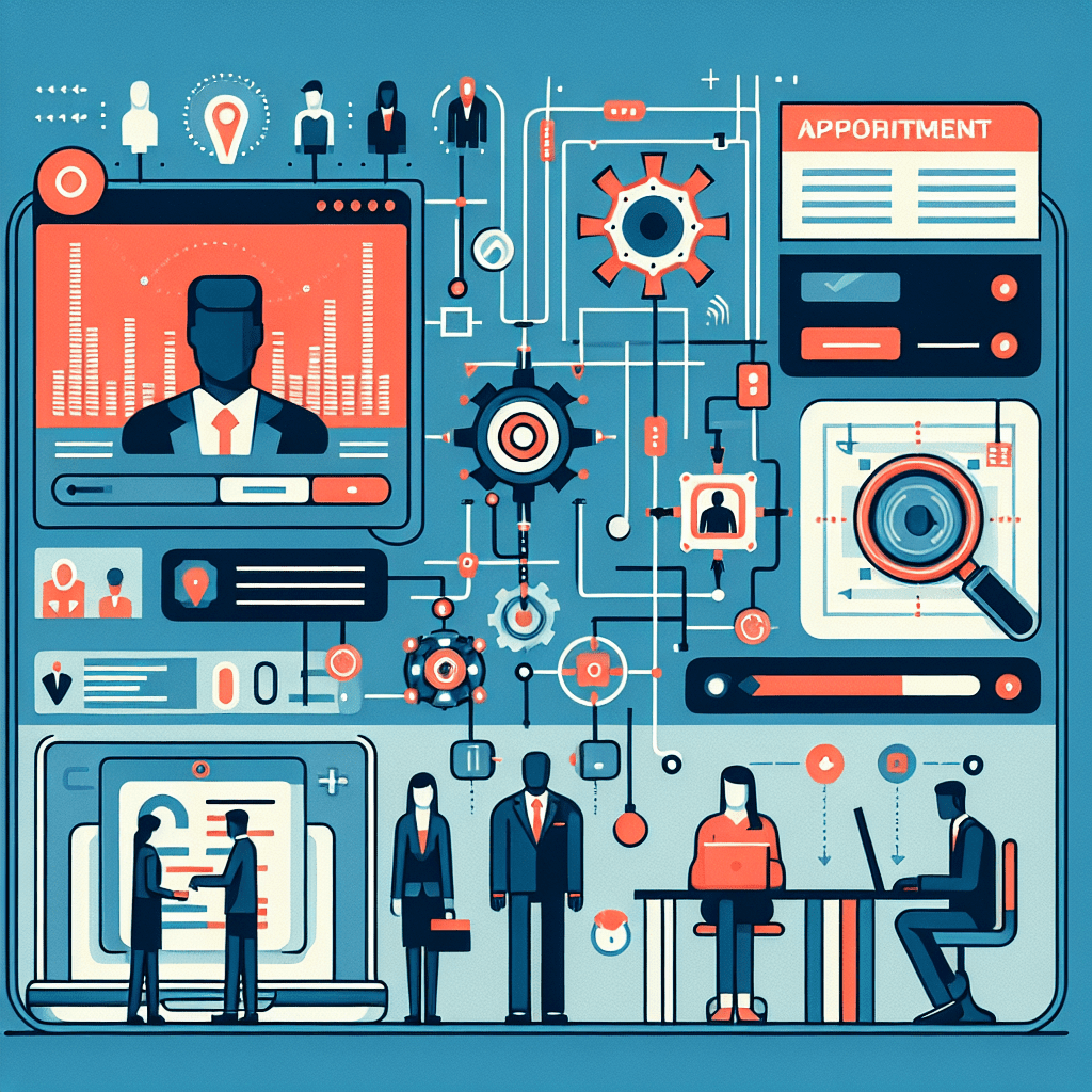 An illustrated diagram showing the key benefits and advantages of implementing appointment software for recruiters and HR tea