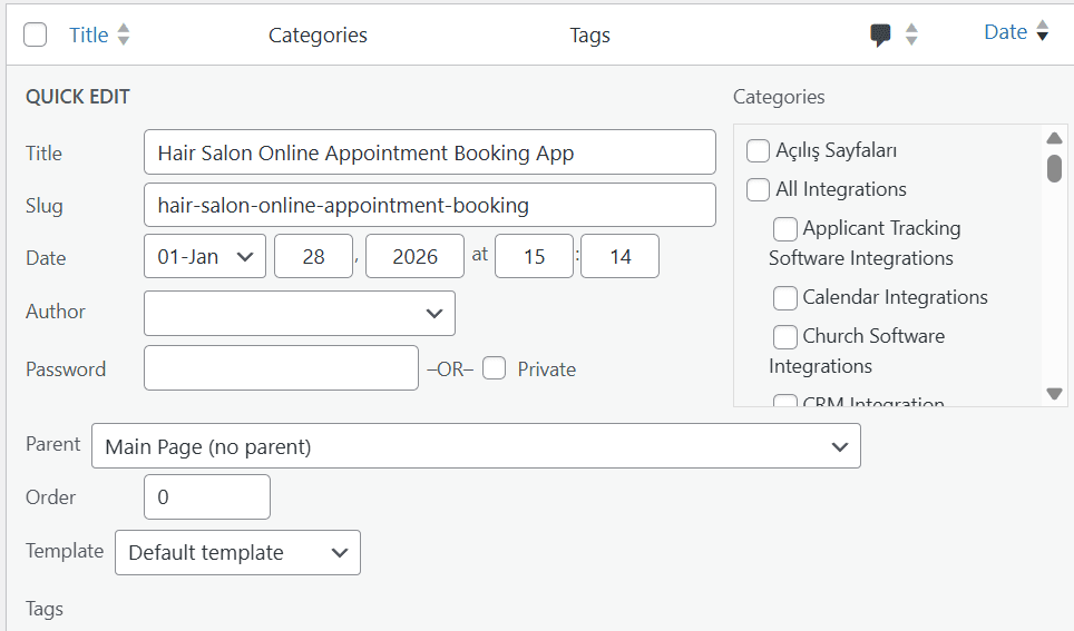 Example optimized blog layout