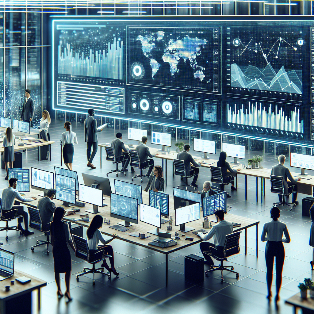 A professional team working on appointment booking software for financial services solutions in a modern office environment w