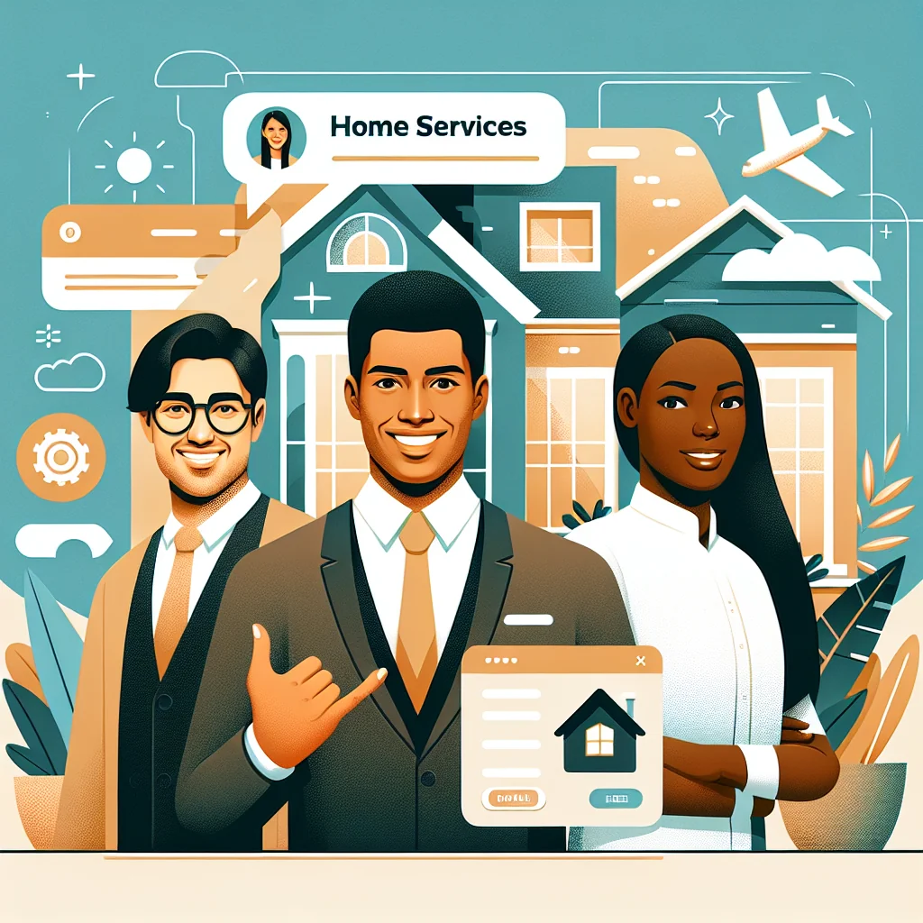 A professional team working on home services online booking software solutions in a modern office environment