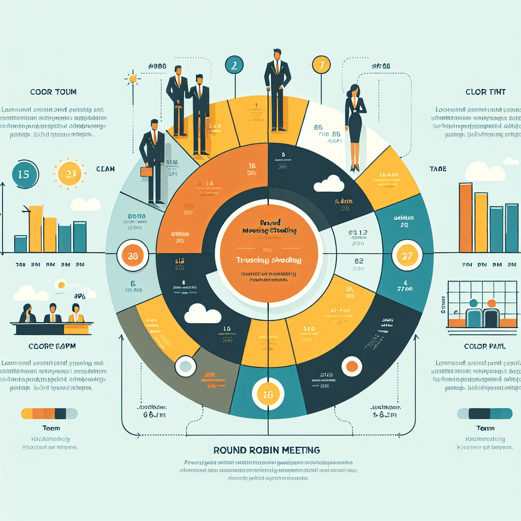 An illustrated diagram showing the key benefits and advantages of implementing round robin meeting scheduling for teams strat