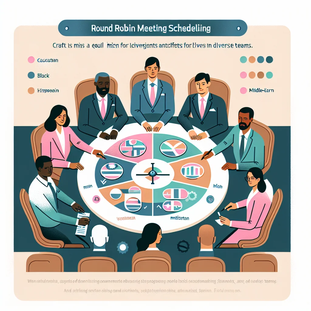 An illustrated diagram showing the key benefits of round robin meeting scheduling for teams strategies