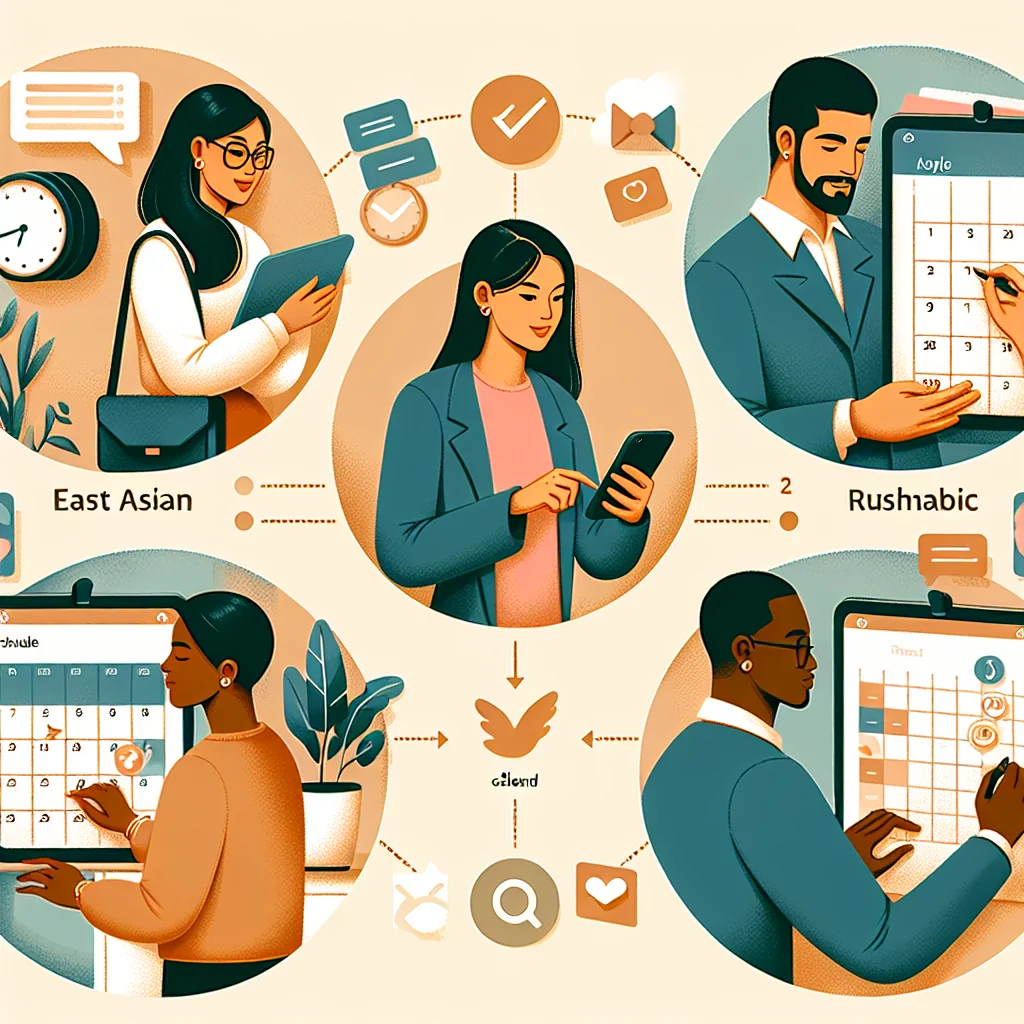 A step-by-step visual process guide demonstrating how round robin meeting scheduling for teams works
