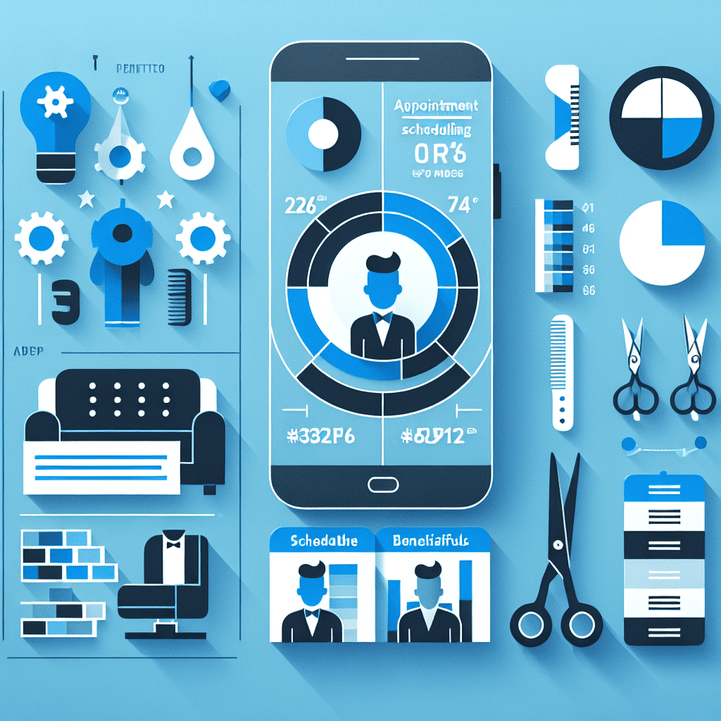 An illustrated diagram showing the key benefits and advantages of implementing appointment scheduling app for barbers and sal