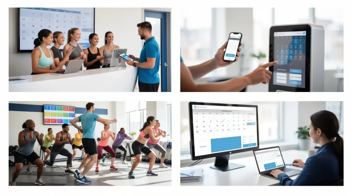 A step-by-step visual process guide demonstrating how group class scheduling benefits for fitness studios works