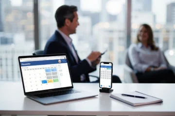 A professional team working on appointment scheduling for small financial advisers 2026 solutions in a modern office environment