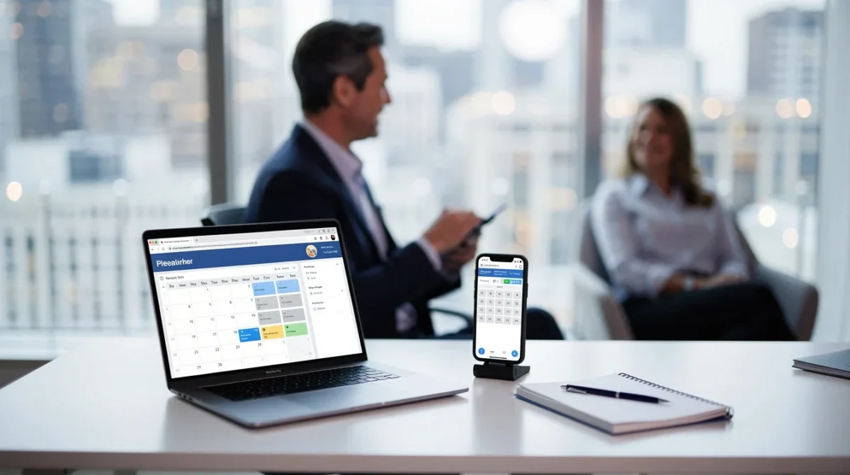 A professional team working on appointment scheduling for small financial advisers 2026 solutions in a modern office environment