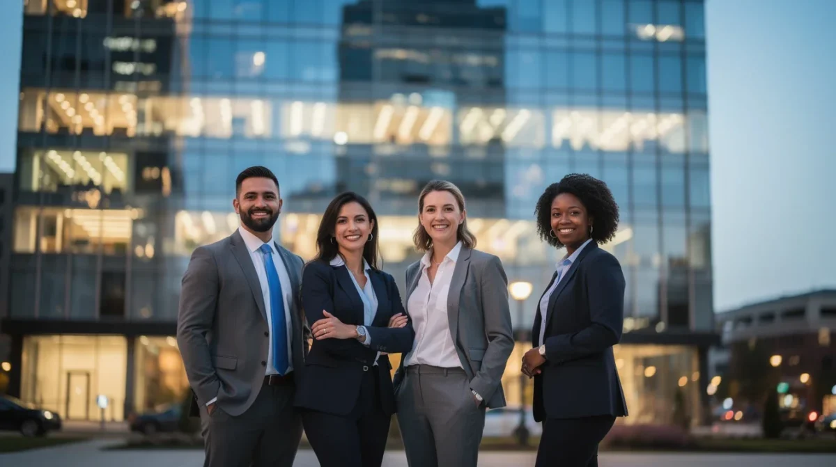 A professional team working on payment integration best practices appointment booking solutions in a modern office environment