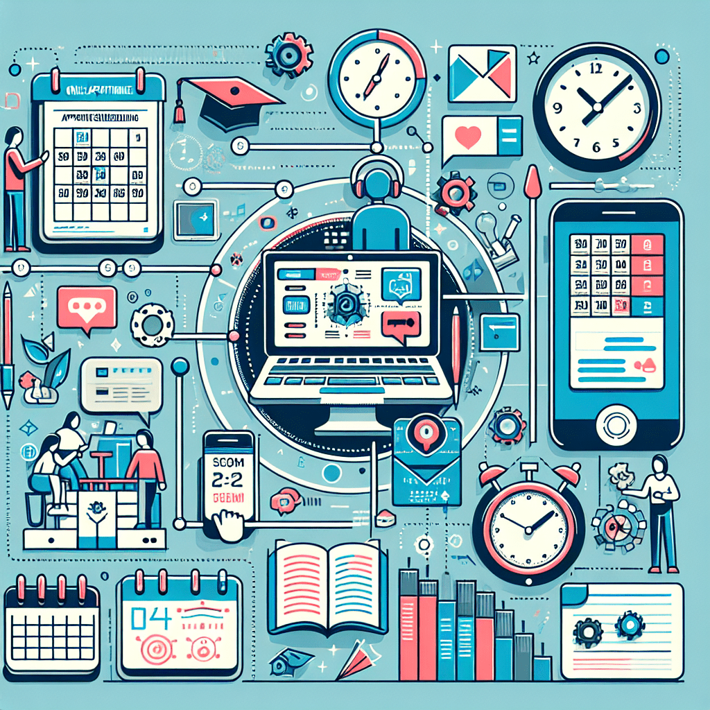 An illustrated diagram showing the key benefits and advantages of implementing online appointment scheduling for education an