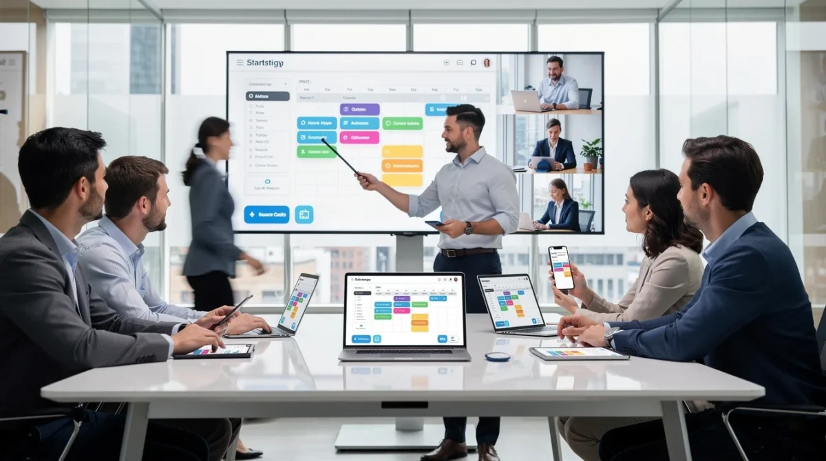 An illustrated diagram showing the key benefits of calendar sync strategies for hybrid workforce scheduling strategies