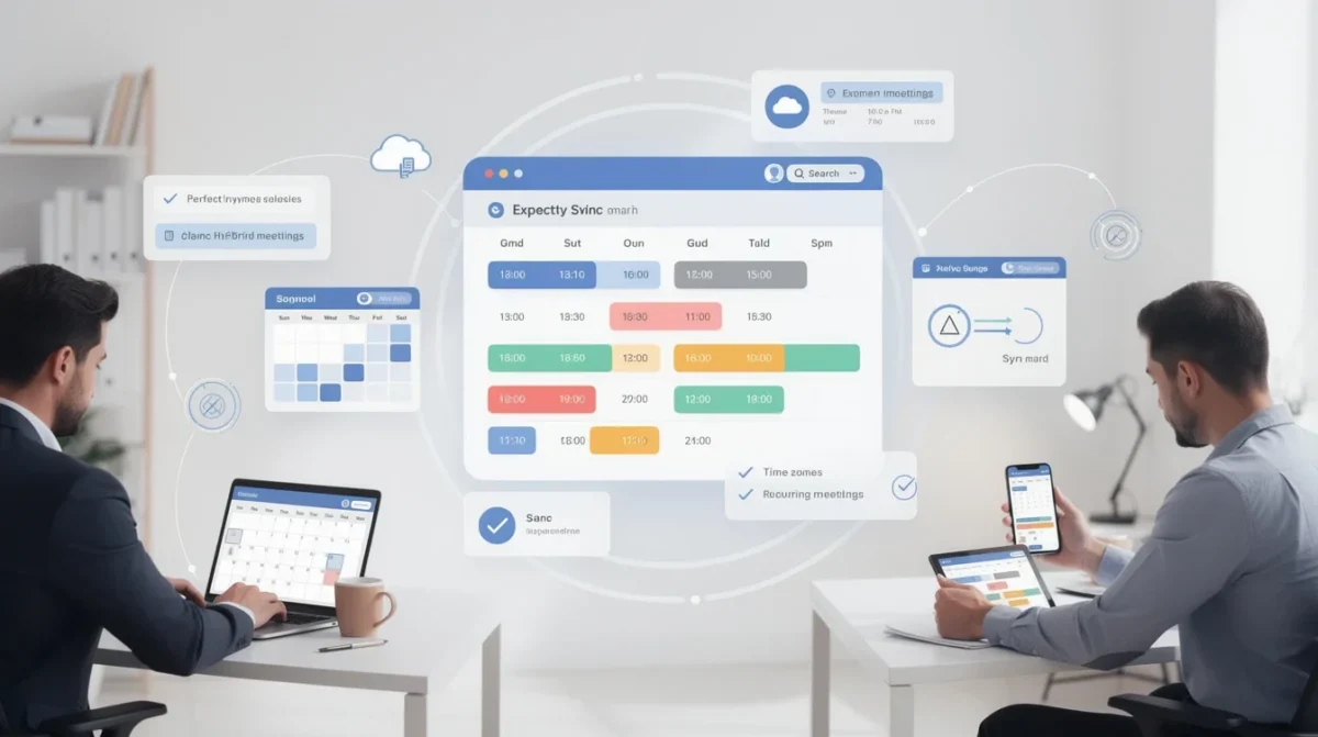 A summary infographic highlighting best practices for calendar sync strategies for hybrid workforce scheduling
