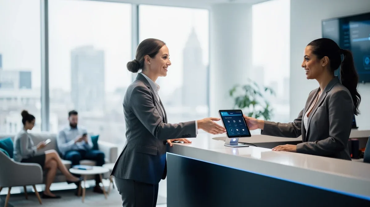 A professional team working on appointment scheduling impact on customer loyalty solutions in a modern office environment