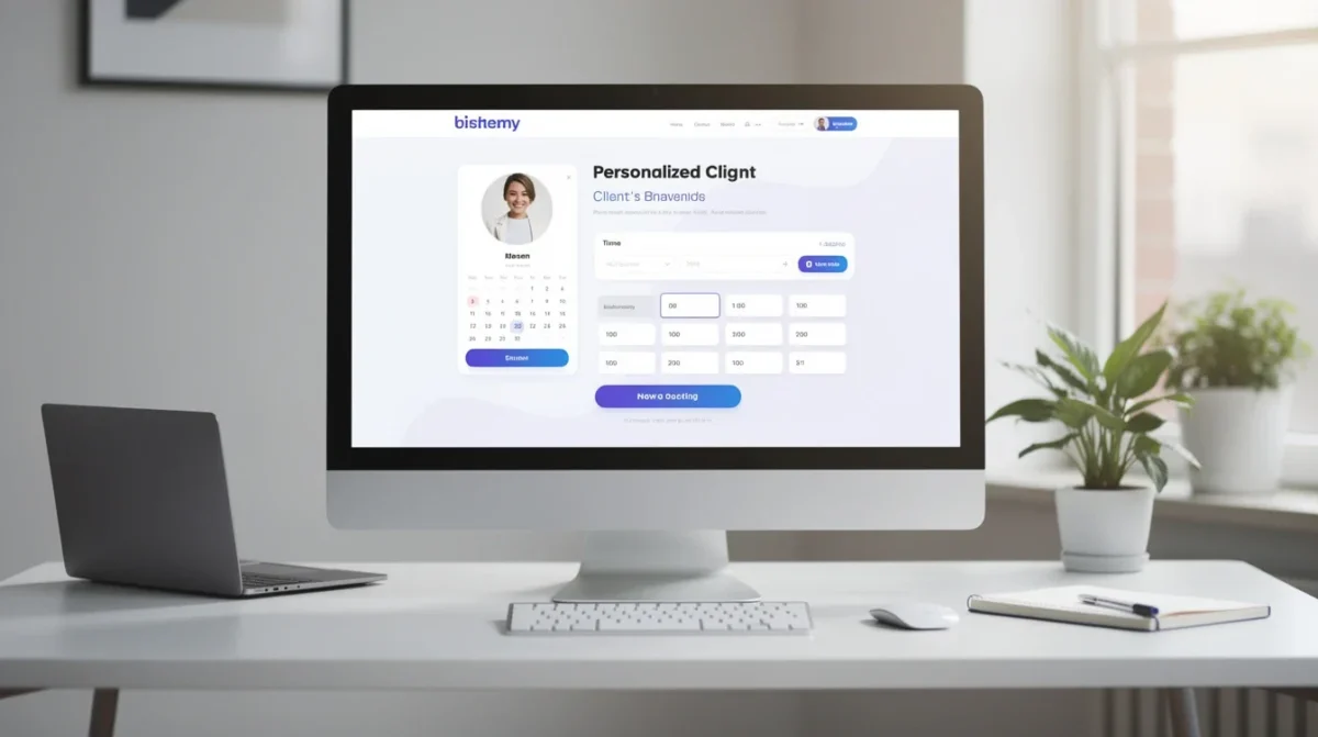 A professional team working on personalized client booking page design tips solutions in a modern office environment