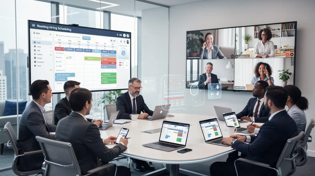 An illustrated diagram showing the key benefits of hybrid meeting scheduling for sales teams 2026 strategies