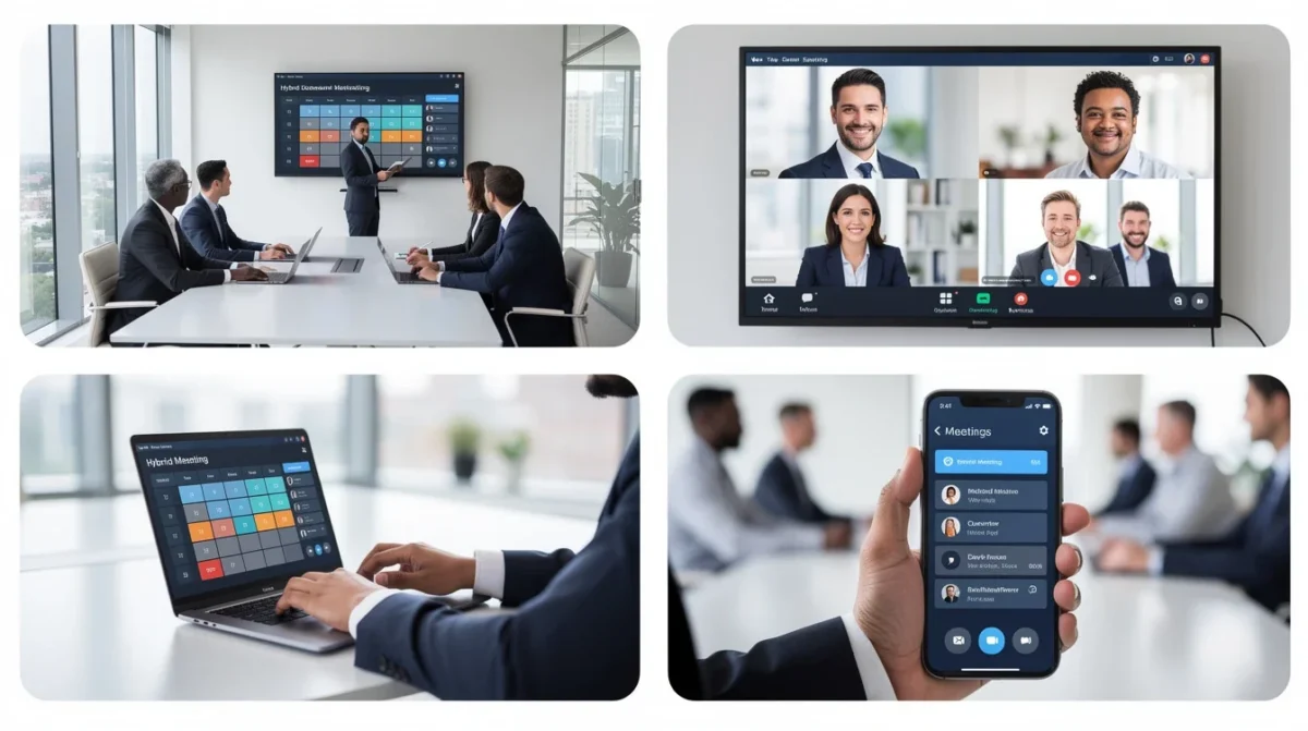 A step-by-step visual process guide demonstrating how hybrid meeting scheduling for sales teams 2026 works