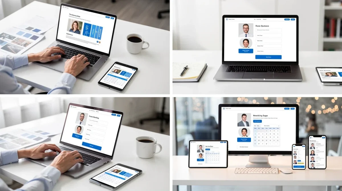 A step-by-step visual process guide demonstrating how personalized client booking page design tips works