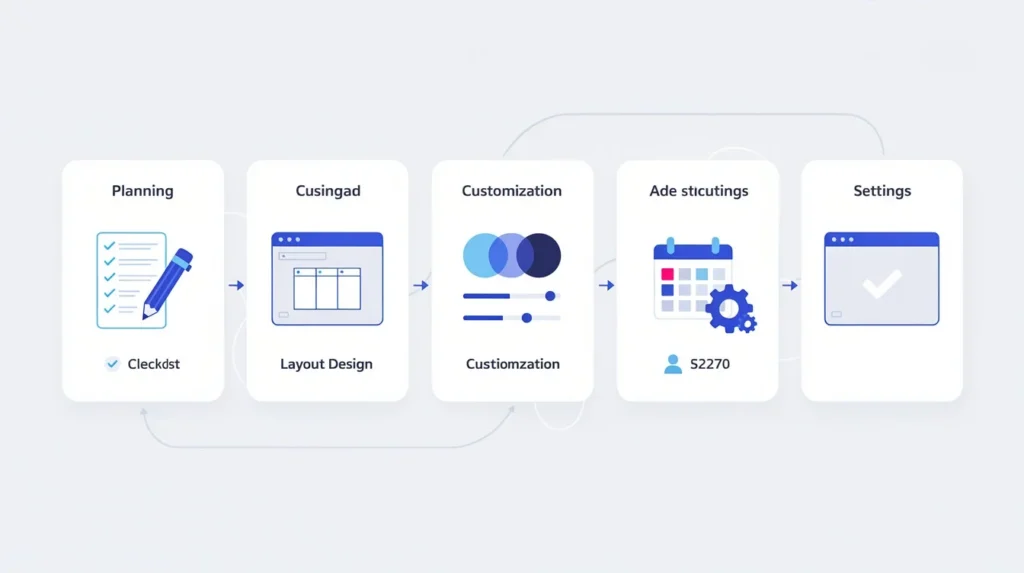A step-by-step visual process guide demonstrating how custom appointment booking page checklist works