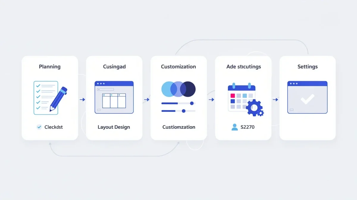 A step-by-step visual process guide demonstrating how custom appointment booking page checklist works