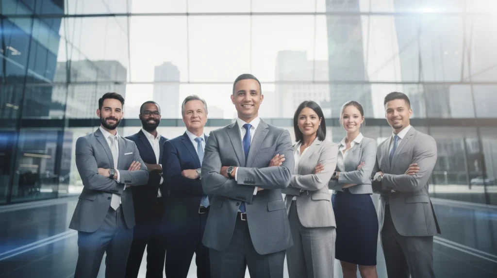 A professional team working on social media linked appointment booking for small business solutions in a modern office environment