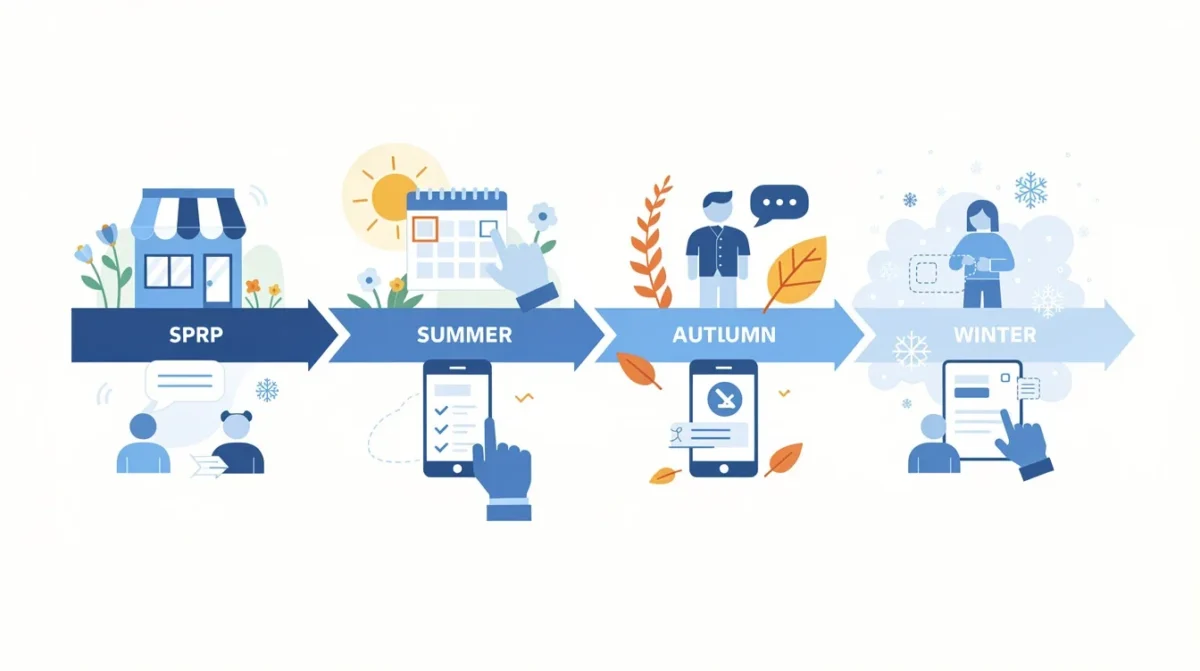 A step-by-step visual process guide demonstrating how seasonal appointment promotions for small businesses works