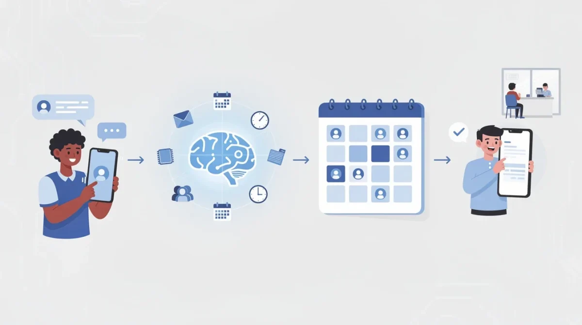 AI-Powered Personalized Appointment Scheduling: The Future of Seamless Bookings | Bookafy A step-by-step visual process guide demonstrating how ai-powered personalized appointment scheduling works