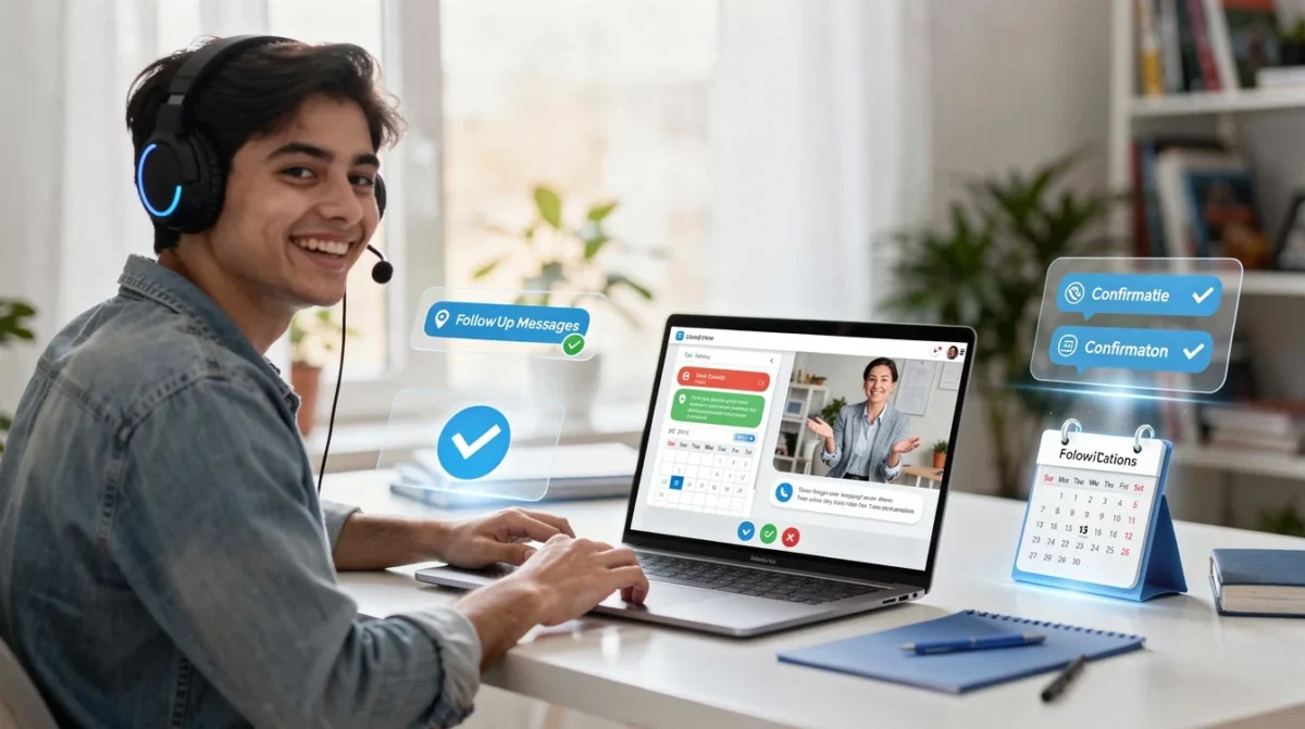 An illustrated diagram showing the key benefits of automated follow-up messages for online tutoring appointments strategies