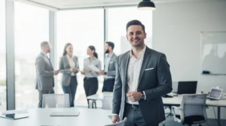 A professional team working on personalized booking funnels for coaching businesses solutions in a modern office environment