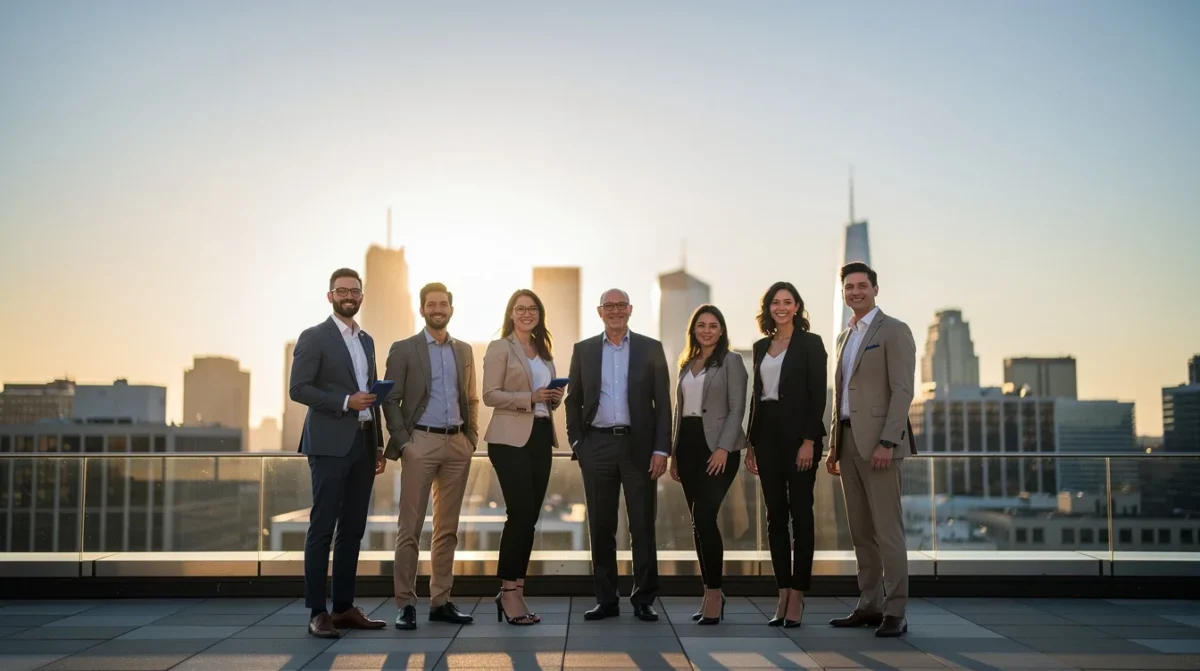A professional team working on referral tracking with appointment scheduling solutions in a modern office environment