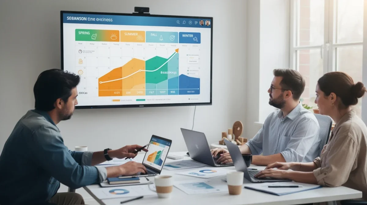 An illustrated diagram showing the key benefits of seasonal booking trends for small businesses 2026 strategies