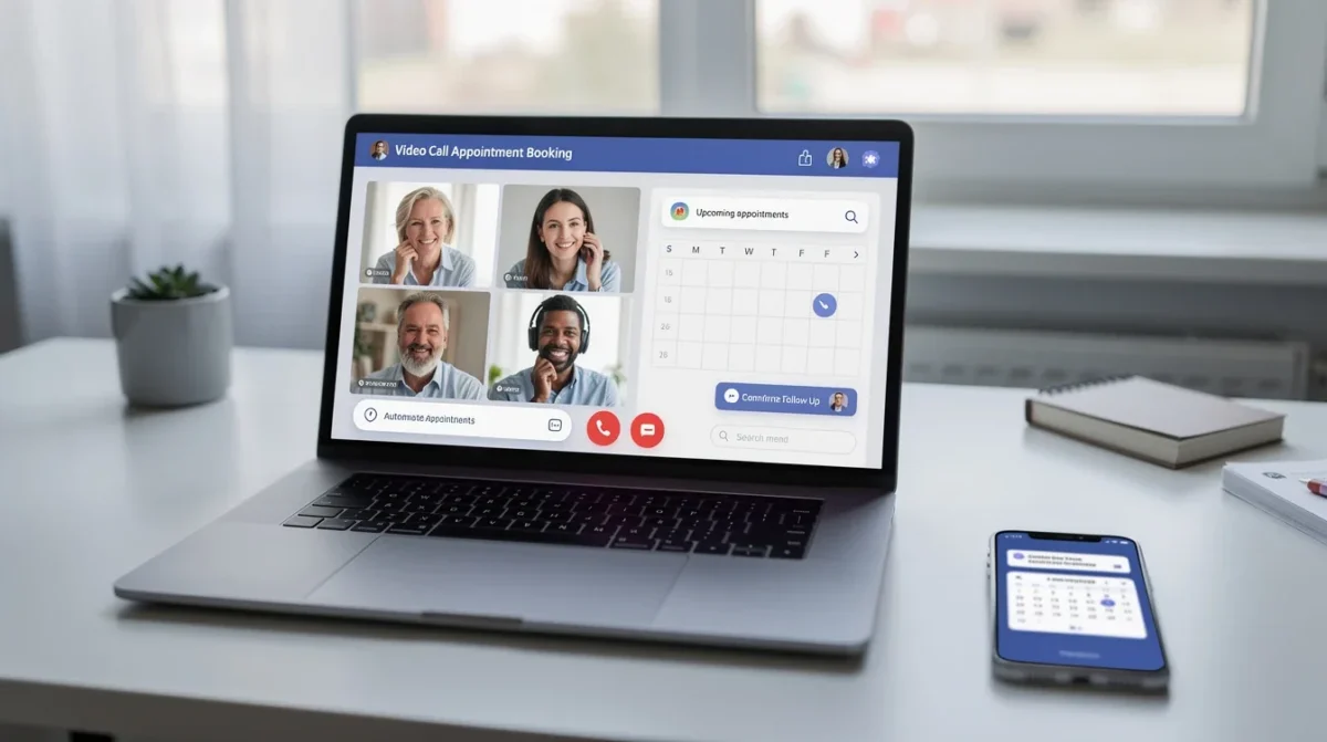 An illustrated diagram showing the key benefits of video call appointment booking with automated follow ups strategies